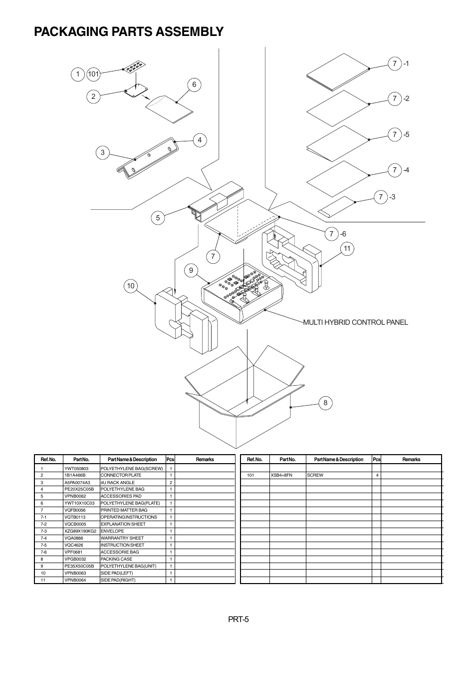 Packaging parts assembly, Prt-5 | Panasonic AW-RP555N User Manual | Page 6 / 6