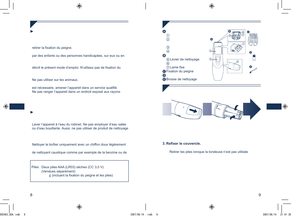 Français | Panasonic ER2403 User Manual | Page 8 / 20