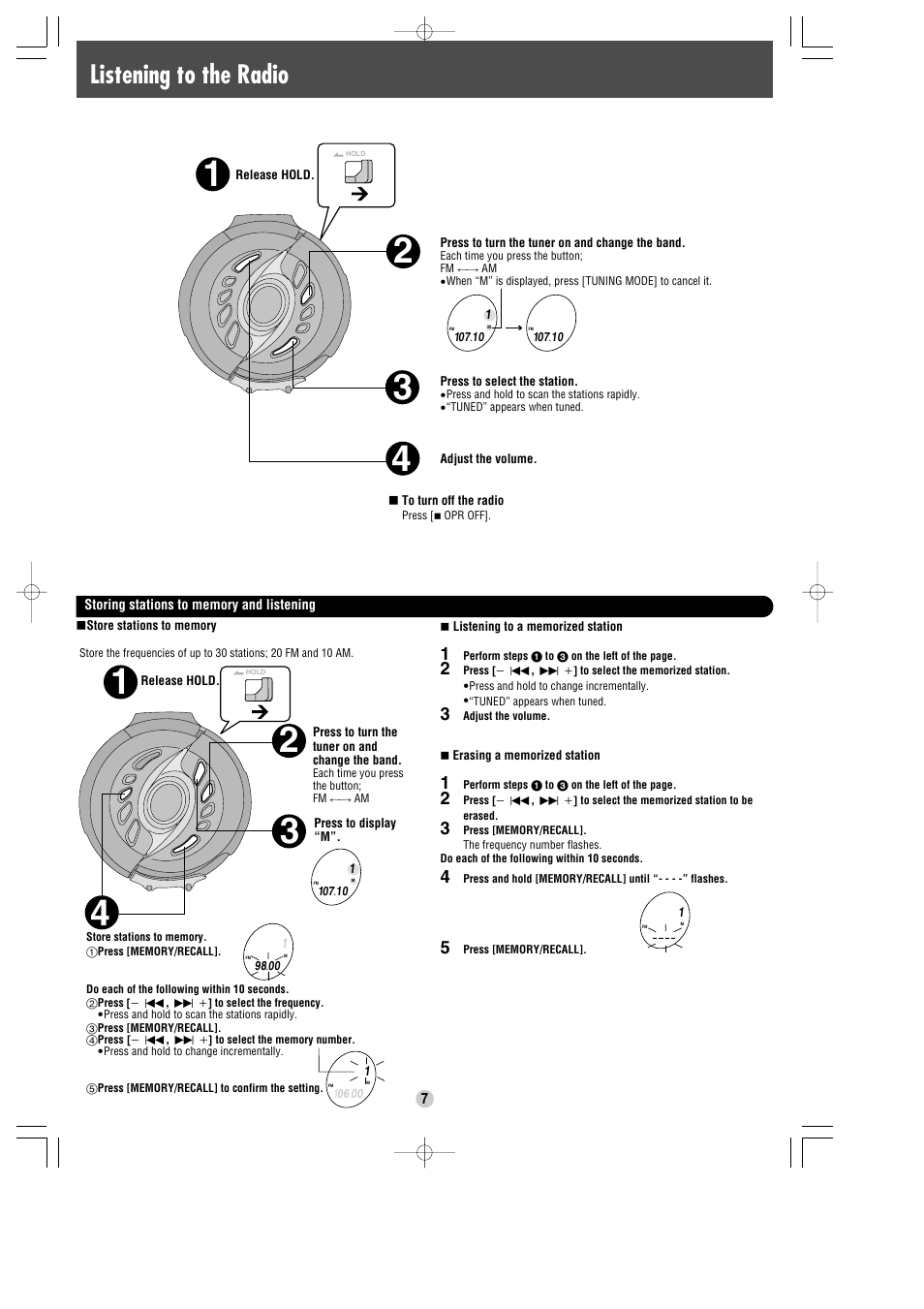 Listening to the radio | Panasonic SL-SW965V User Manual | Page 7 / 8