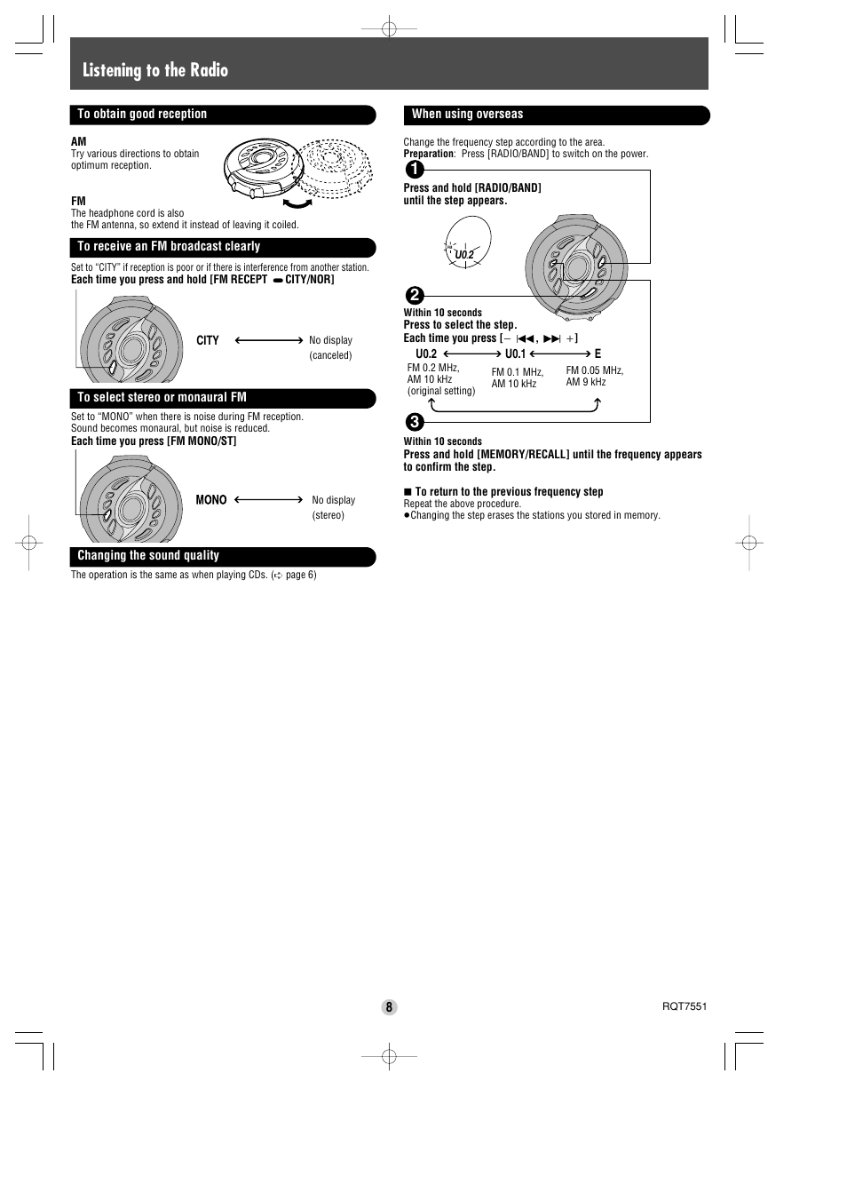 Listening to the radio | Panasonic SL-SW965V User Manual | Page 8 / 8