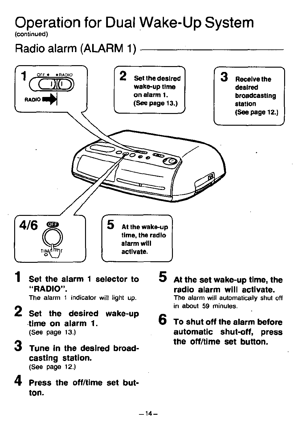 Operation for dual wake-up system | Panasonic RC6088 User Manual | Page 14 / 20