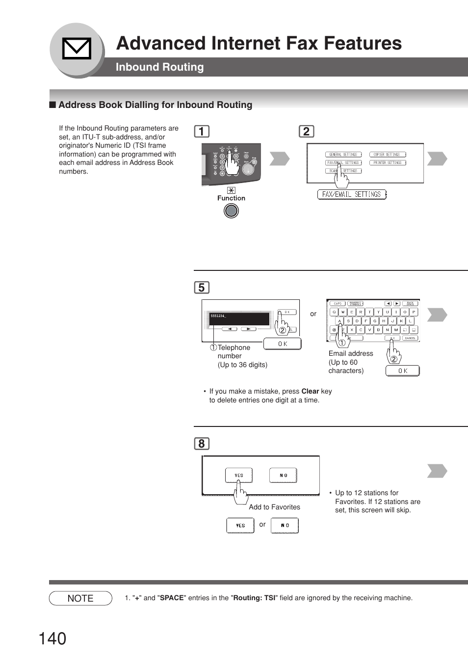 Address book dialling for inbound routing, Advanced internet fax features | Panasonic 8045 User Manual | Page 140 / 196