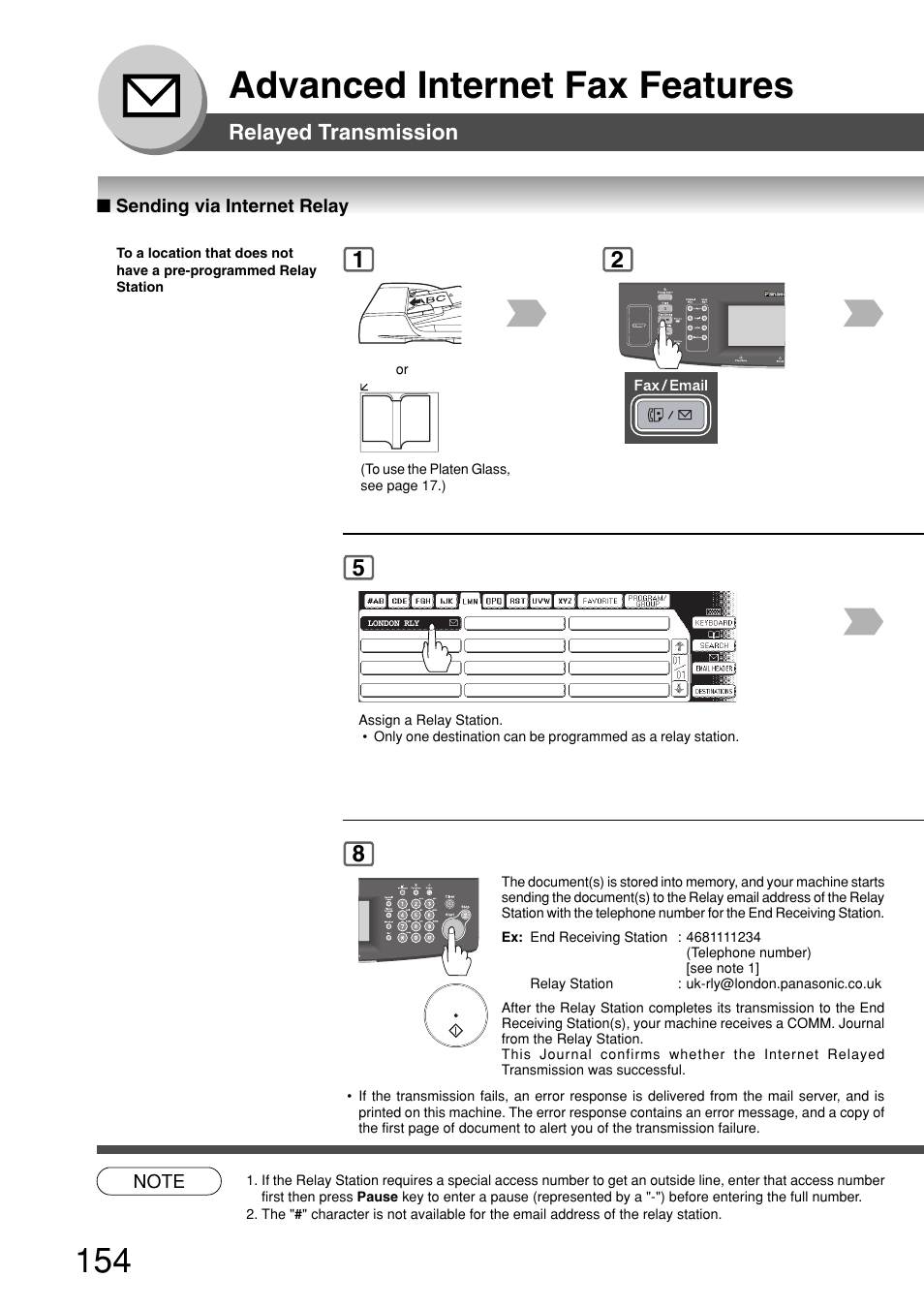 Advanced internet fax features, Relayed transmission | Panasonic 8045 User Manual | Page 154 / 196