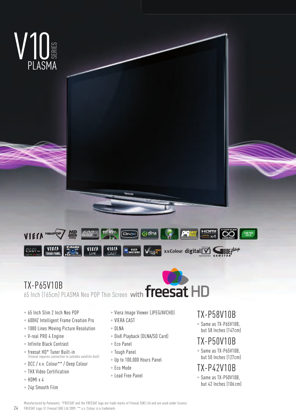 Plasma, Tx-p58v10b, Tx-p50v10b | Tx-p42v10b, Tx-p65v10b, Series | Panasonic VIERA TX-P50G10B User Manual | Page 26 / 47