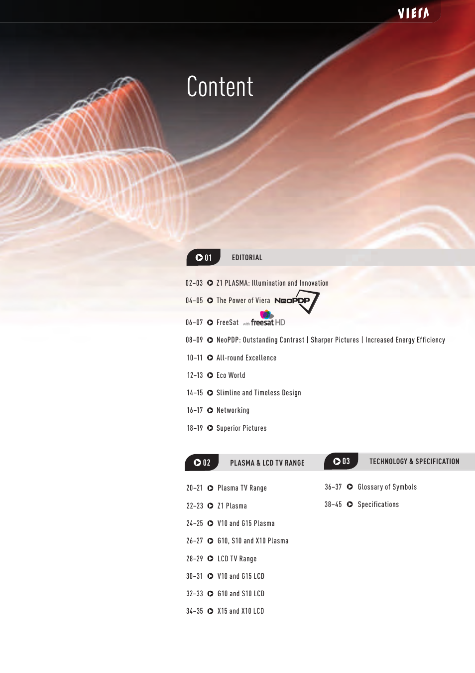 Content | Panasonic VIERA TX-P50G10B User Manual | Page 3 / 47