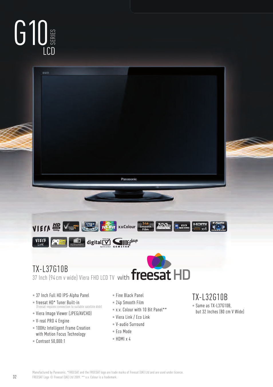 Tx-l32g10b, Tx-l37g10b, Series | Panasonic VIERA TX-P50G10B User Manual | Page 34 / 47