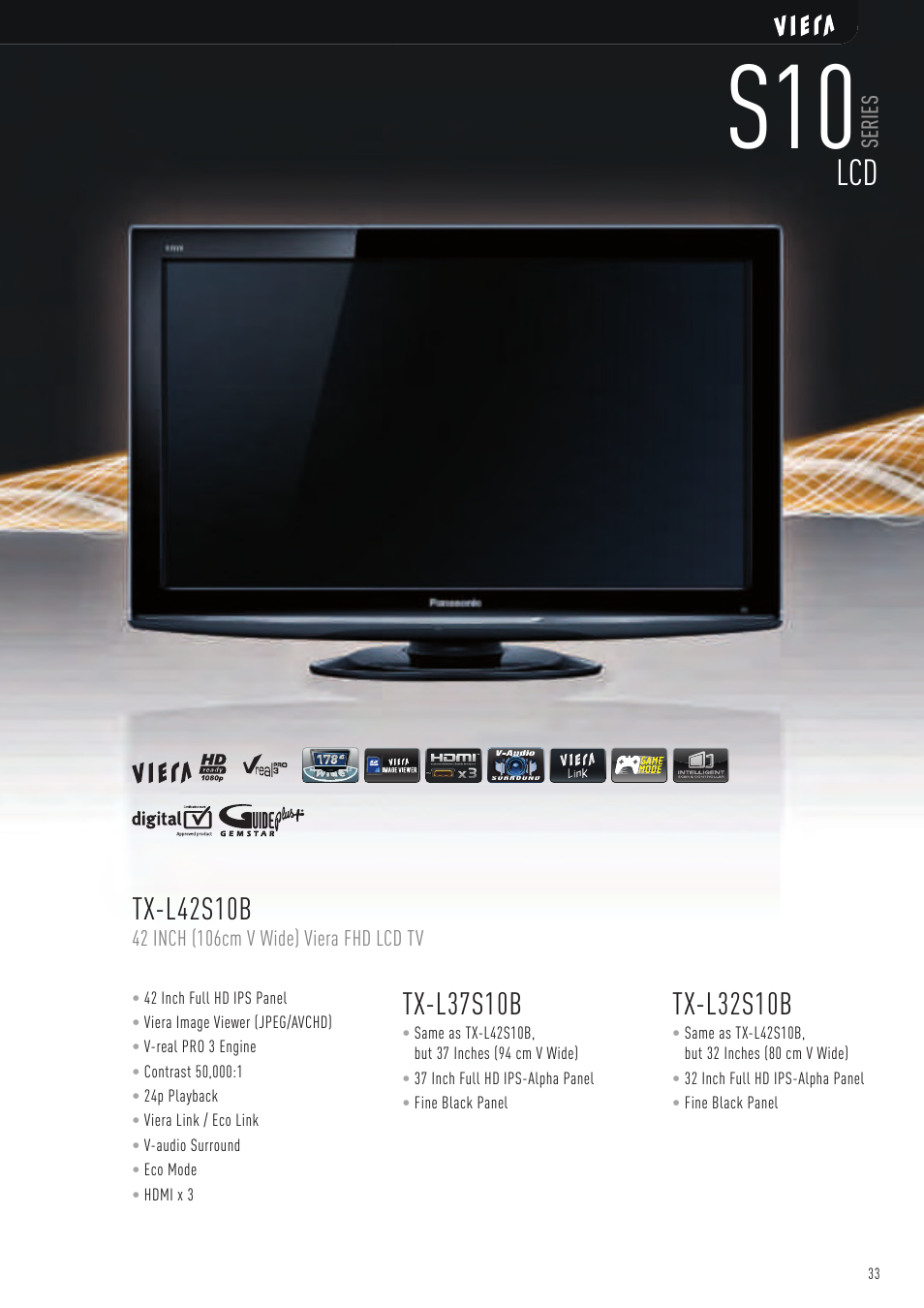 Tx-l37s10b, Tx-l32s10b, Tx-l42s10b | Series | Panasonic VIERA TX-P50G10B User Manual | Page 35 / 47