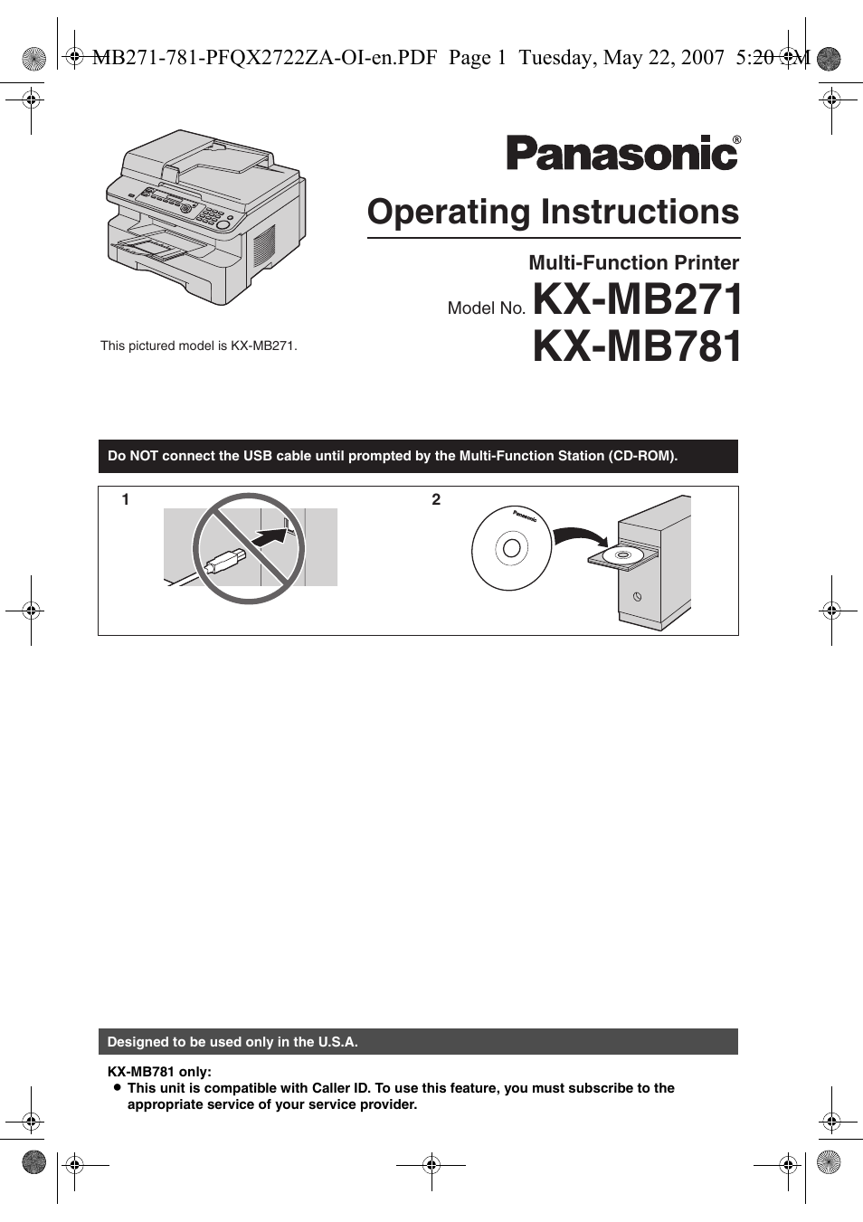 Panasonic KX-MB271 User Manual | 96 pages