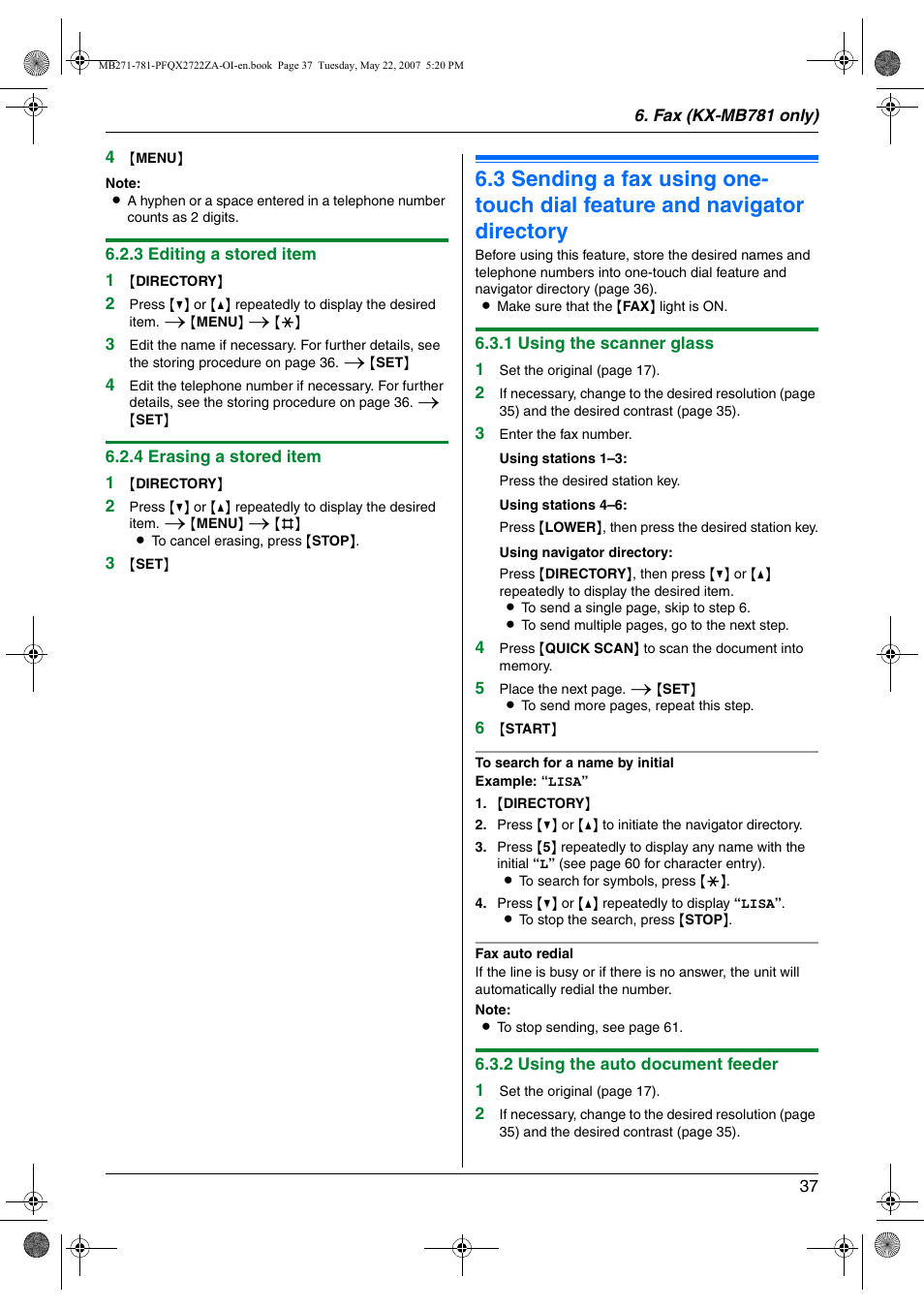 Panasonic KX-MB271 User Manual | Page 37 / 96