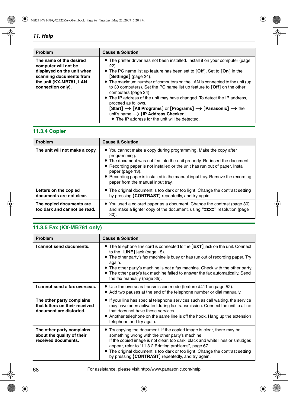 Panasonic KX-MB271 User Manual | Page 68 / 96