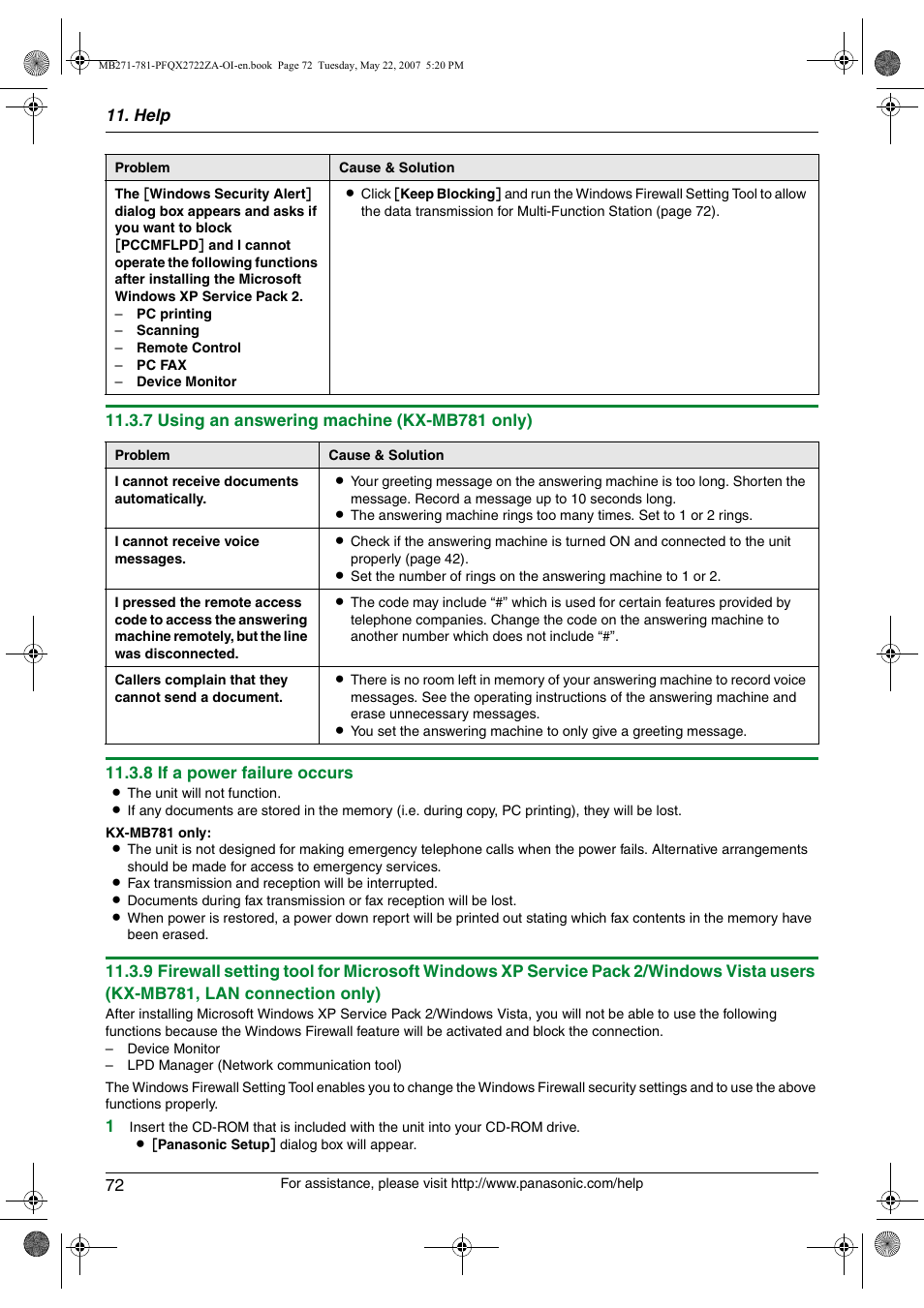 Panasonic KX-MB271 User Manual | Page 72 / 96