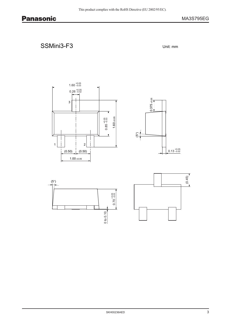 Ssmini3-f3, Ma3s795eg, Unit: mm | Panasonic Schottky Barrier Diodes MA3S795EG User Manual | Page 3 / 4