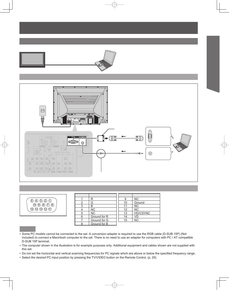 Getting start ed, Example 5 connecting pc | Panasonic PT-61LCZ7 User Manual | Page 19 / 68