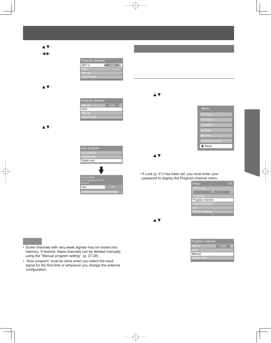 Basic operation, Manual program setting | Panasonic PT-61LCZ7 User Manual | Page 27 / 68