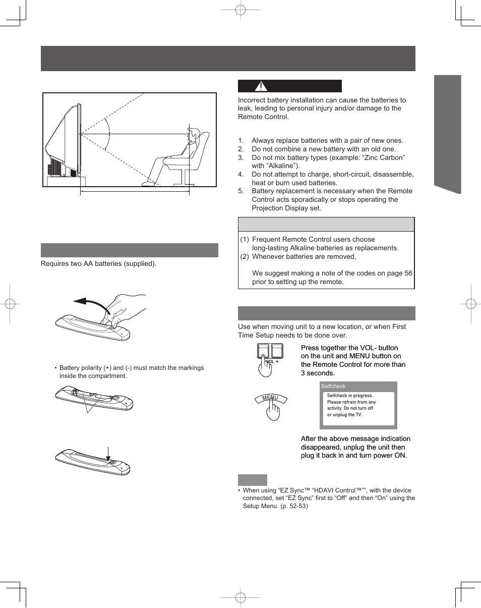 Getting start ed, Caution, Remote control battery installation | Helpful hints | Panasonic PT-61LCZ7 User Manual | Page 7 / 68
