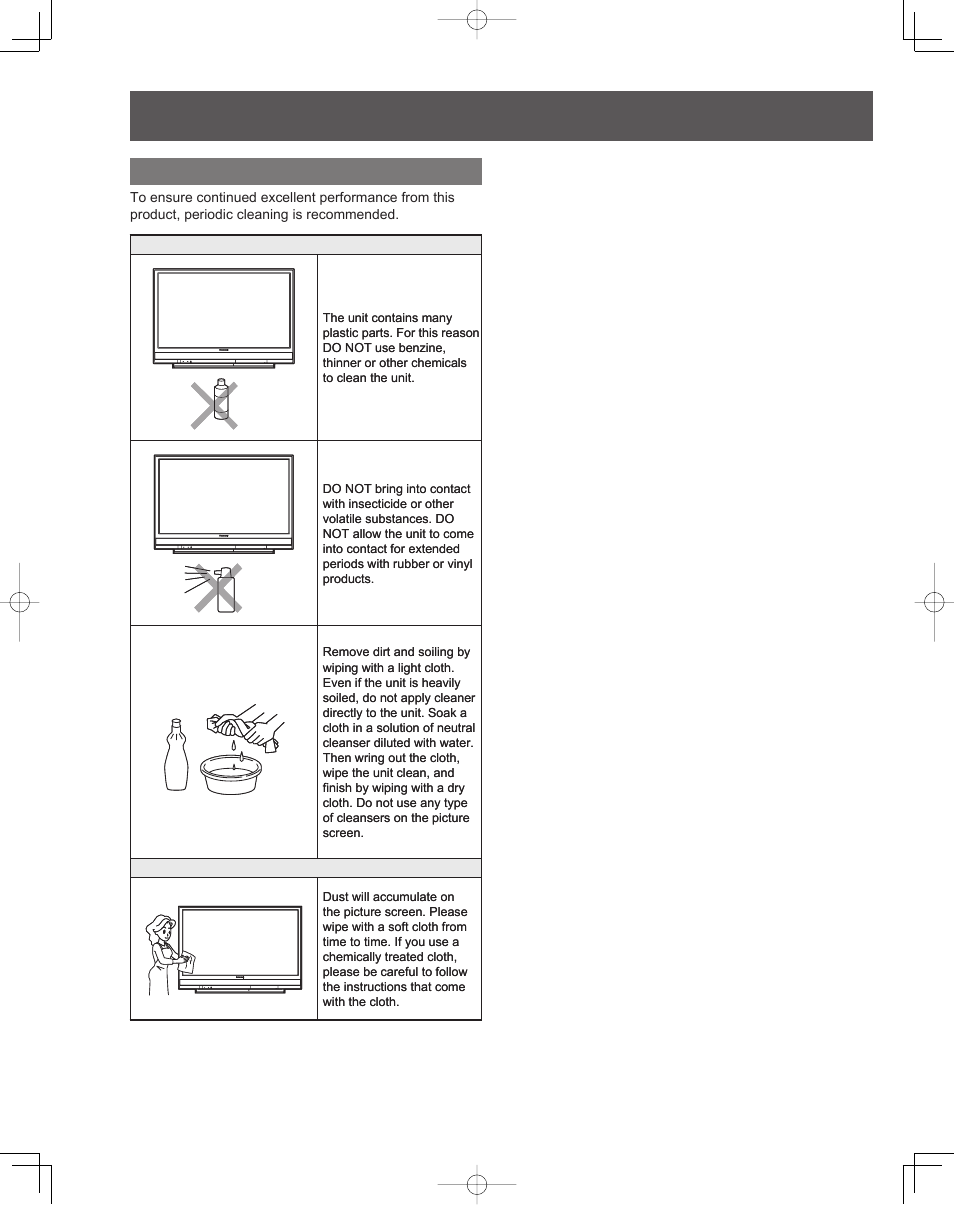 Cleaning, Before using (continued) | Panasonic PT-61LCZ7 User Manual | Page 8 / 68