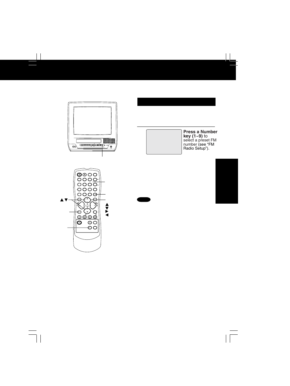 Using fm radio, Tv operation, Timer/fm | Press a number key (1~9) to | Panasonic PV-C1323A User Manual | Page 21 / 40