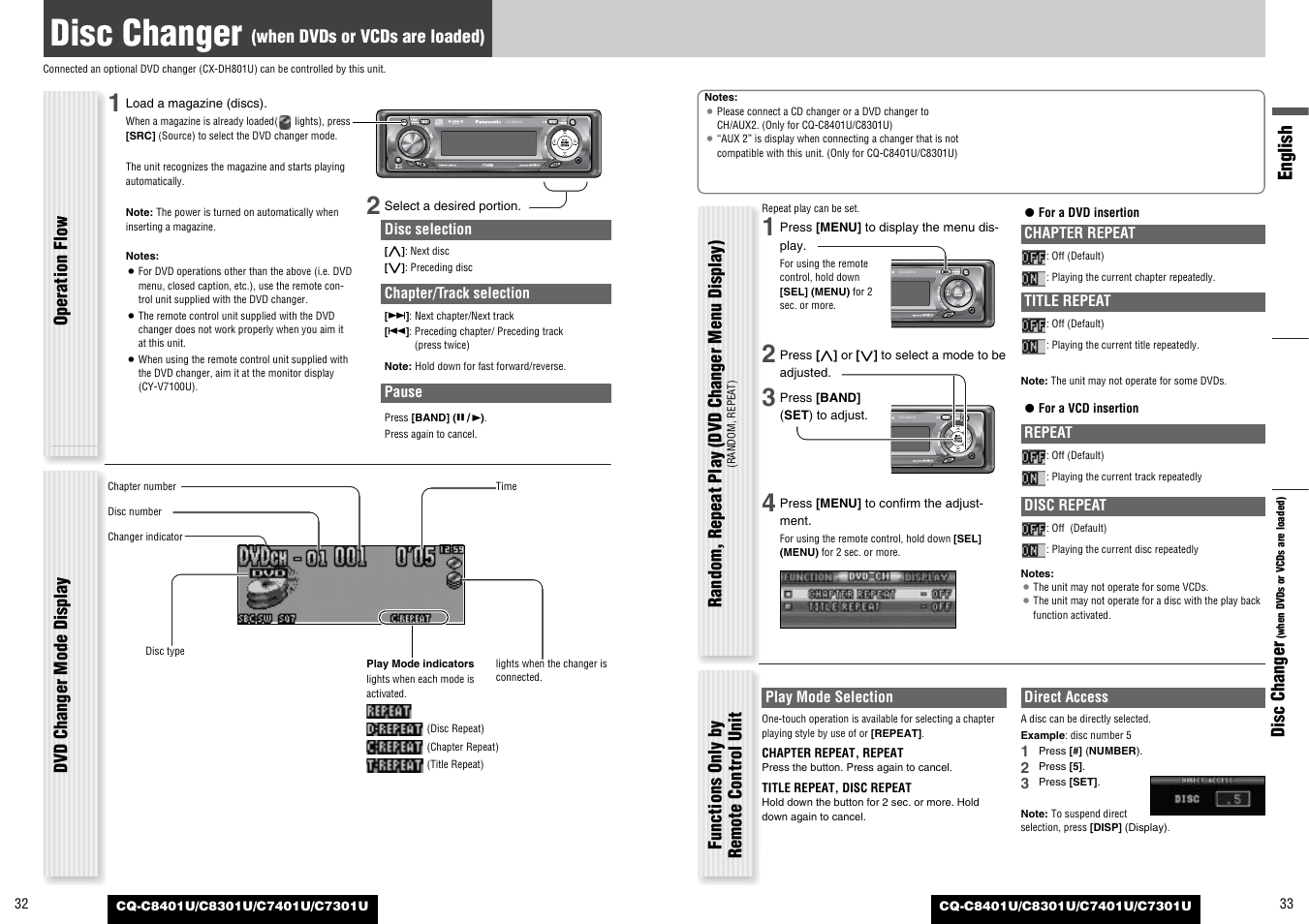 Disc changer, English | Panasonic C7301U User Manual | Page 17 / 66