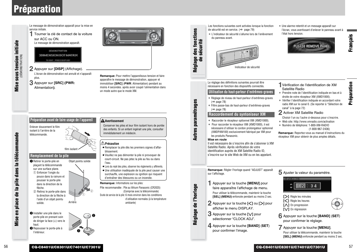 Preparation, Préparation, Français | Panasonic C7301U User Manual | Page 29 / 66
