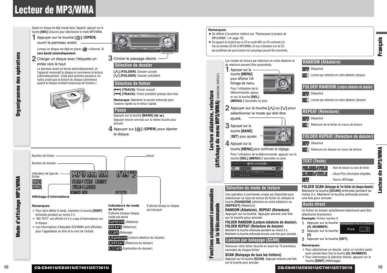 Lecteur de mp3/wma, Français | Panasonic C7301U User Manual | Page 35 / 66