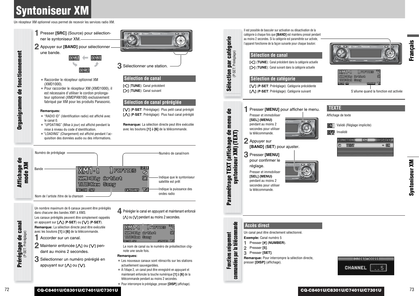 Syntoniseur xm, Français | Panasonic C7301U User Manual | Page 37 / 66