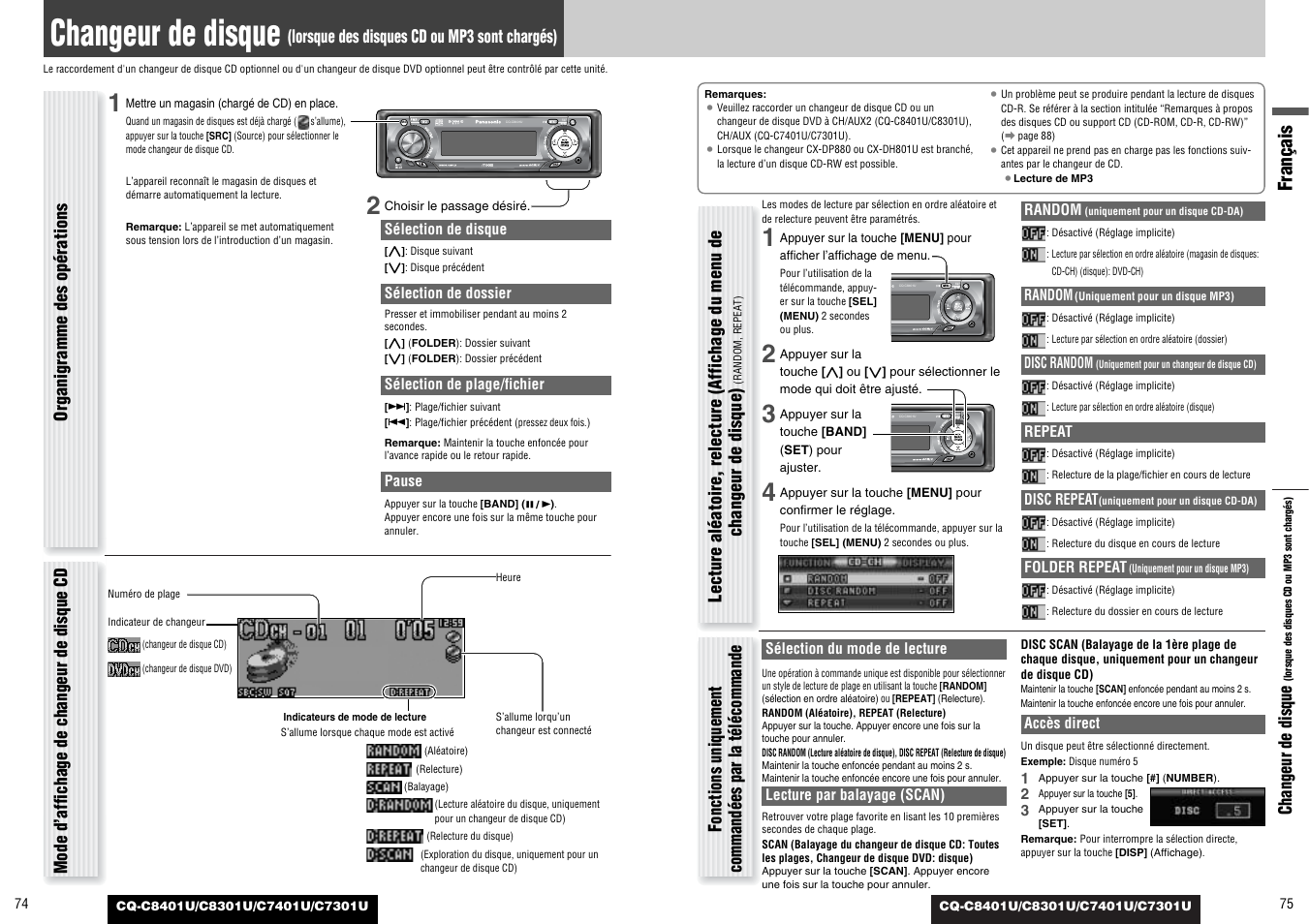 Changeur de disque, Français | Panasonic C7301U User Manual | Page 38 / 66