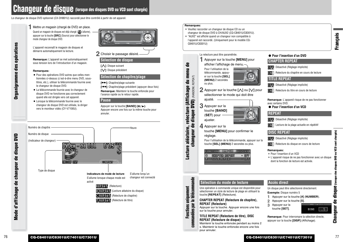 Changeur de disque, Français | Panasonic C7301U User Manual | Page 39 / 66