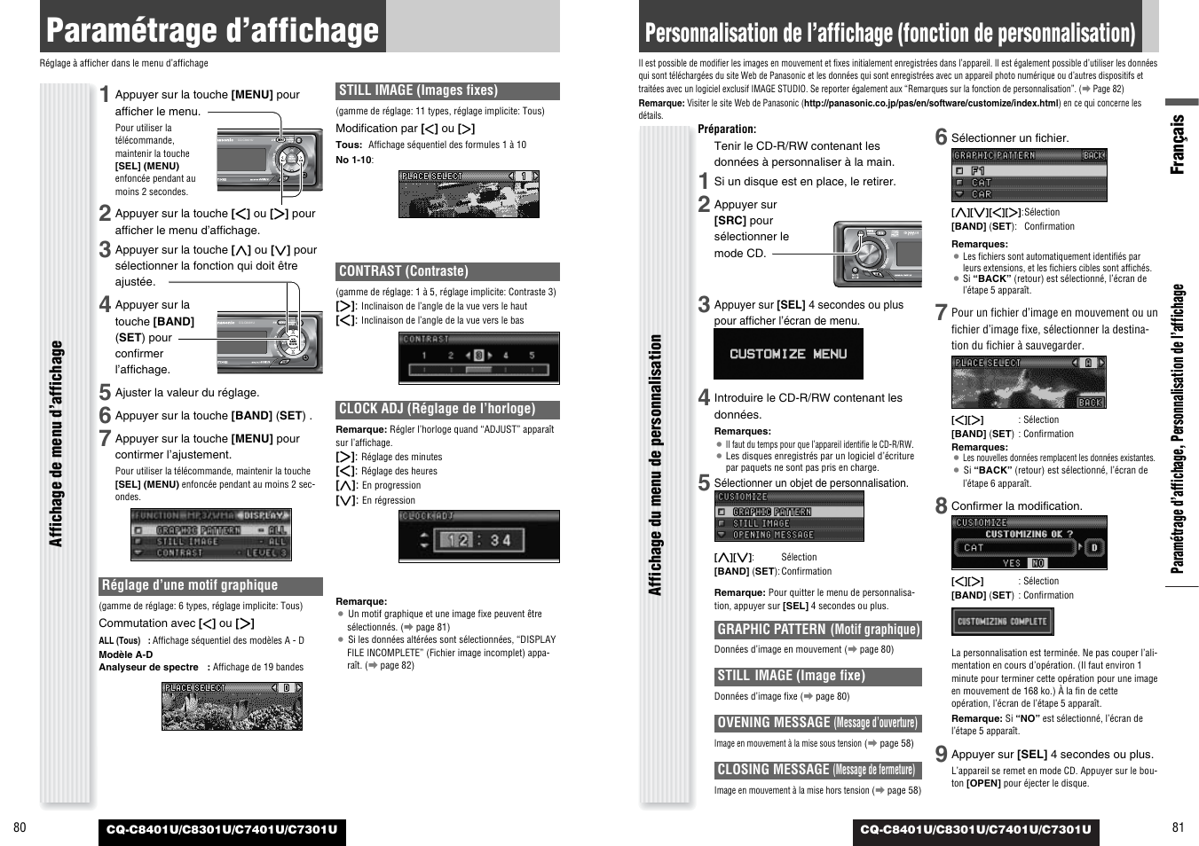 Parametrage d affichage, Paramétrage d’affichage, Français | Panasonic C7301U User Manual | Page 41 / 66