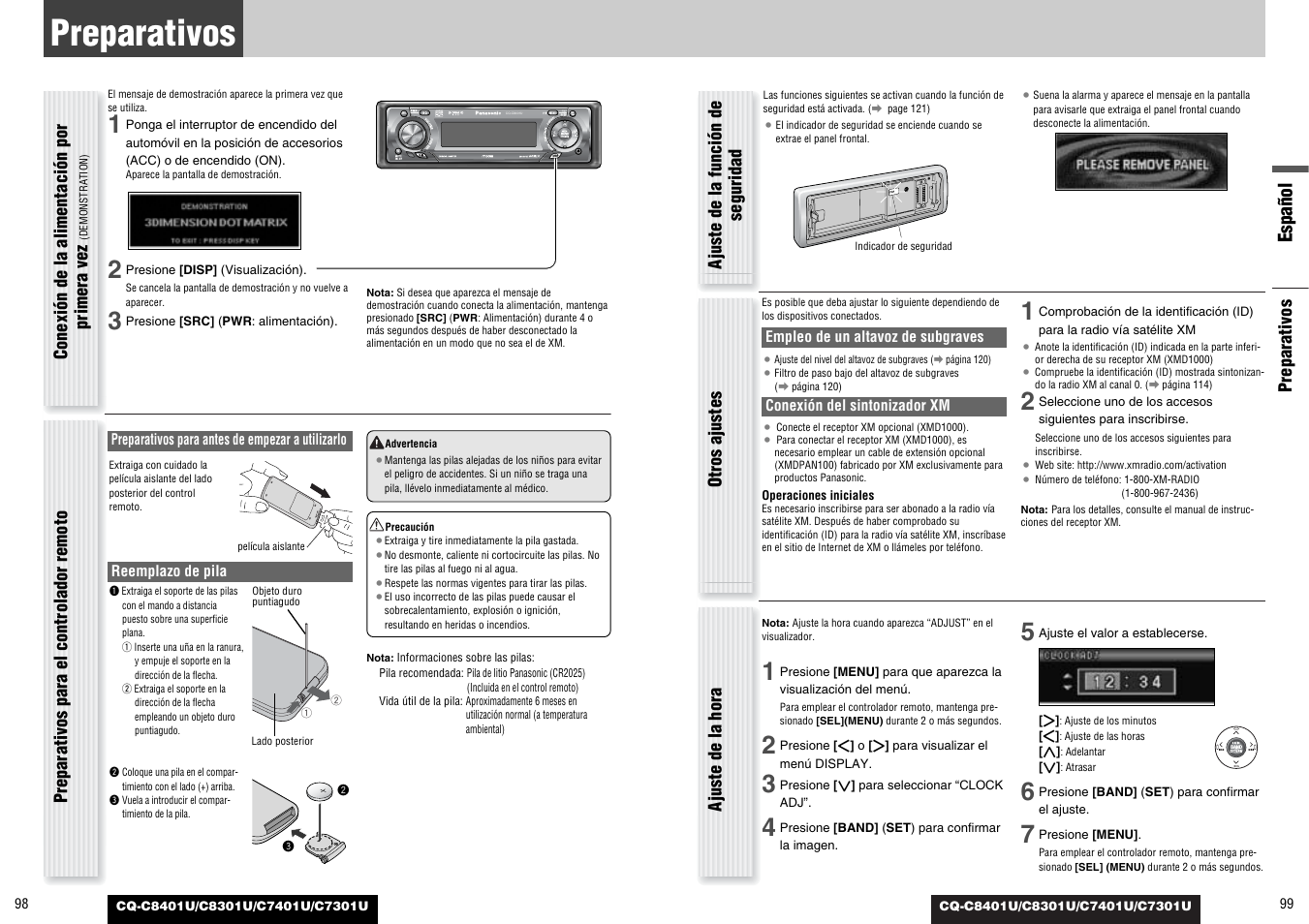 Preparativos, Español | Panasonic C7301U User Manual | Page 50 / 66