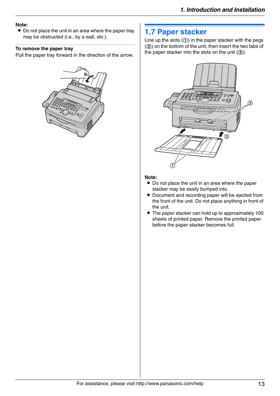7 paper stacker, Paper stacker, 7 paper stacker | Panasonic KX-FLM671 User Manual | Page 13 / 92