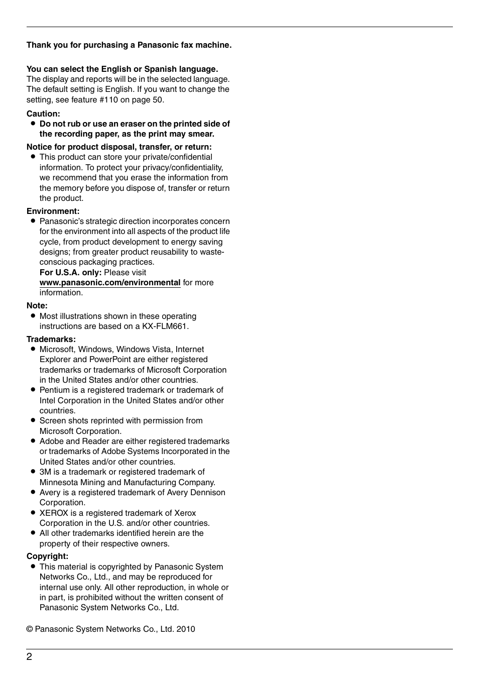 Panasonic KX-FLM671 User Manual | Page 2 / 92