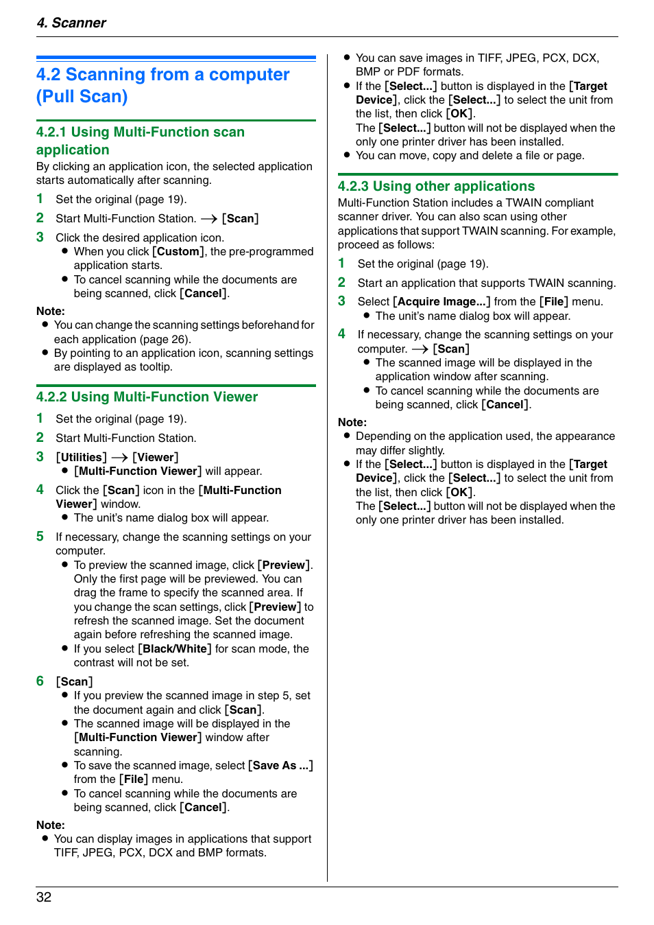 2 scanning from a computer (pull scan), Scanning from a computer (pull scan), 2 scanning from a computer (pull scan) | Panasonic KX-FLM671 User Manual | Page 32 / 92