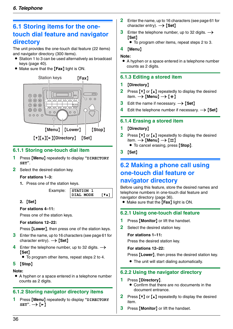 Telephone, Automatic dialing | Panasonic KX-FLM671 User Manual | Page 36 / 92