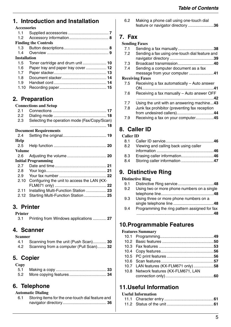 Panasonic KX-FLM671 User Manual | Page 5 / 92