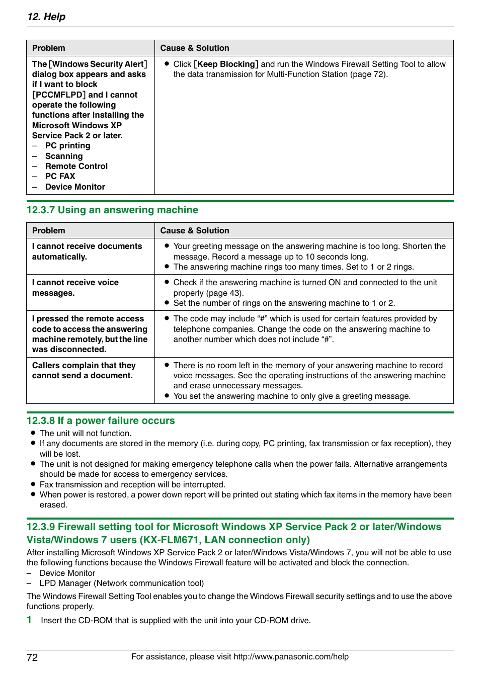 Help 72 | Panasonic KX-FLM671 User Manual | Page 72 / 92