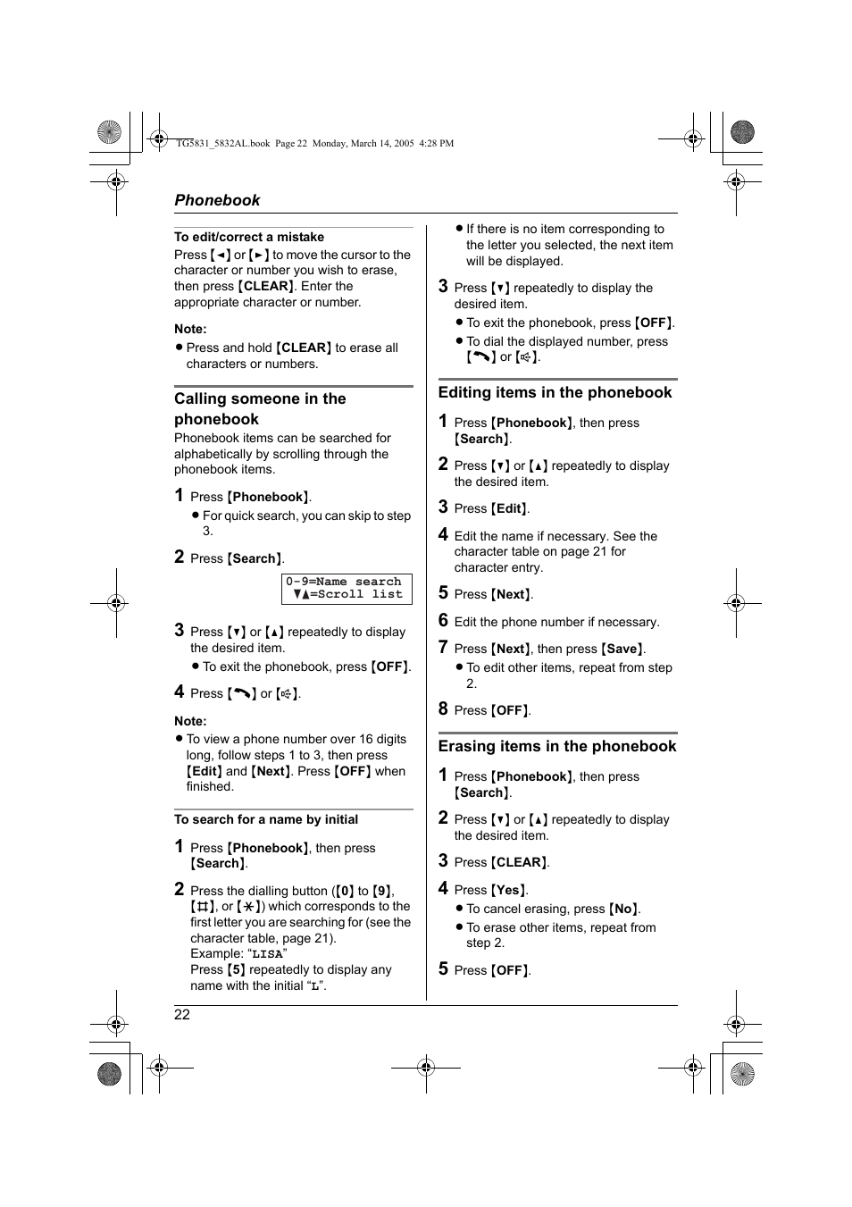 Panasonic KX-TG5832AL User Manual | Page 22 / 68