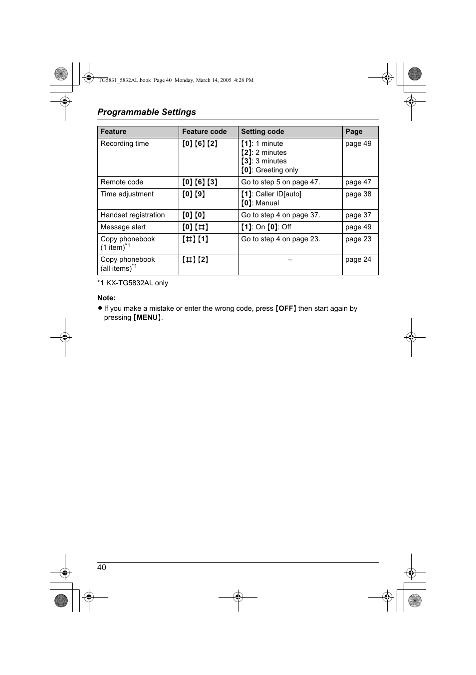 Panasonic KX-TG5832AL User Manual | Page 40 / 68