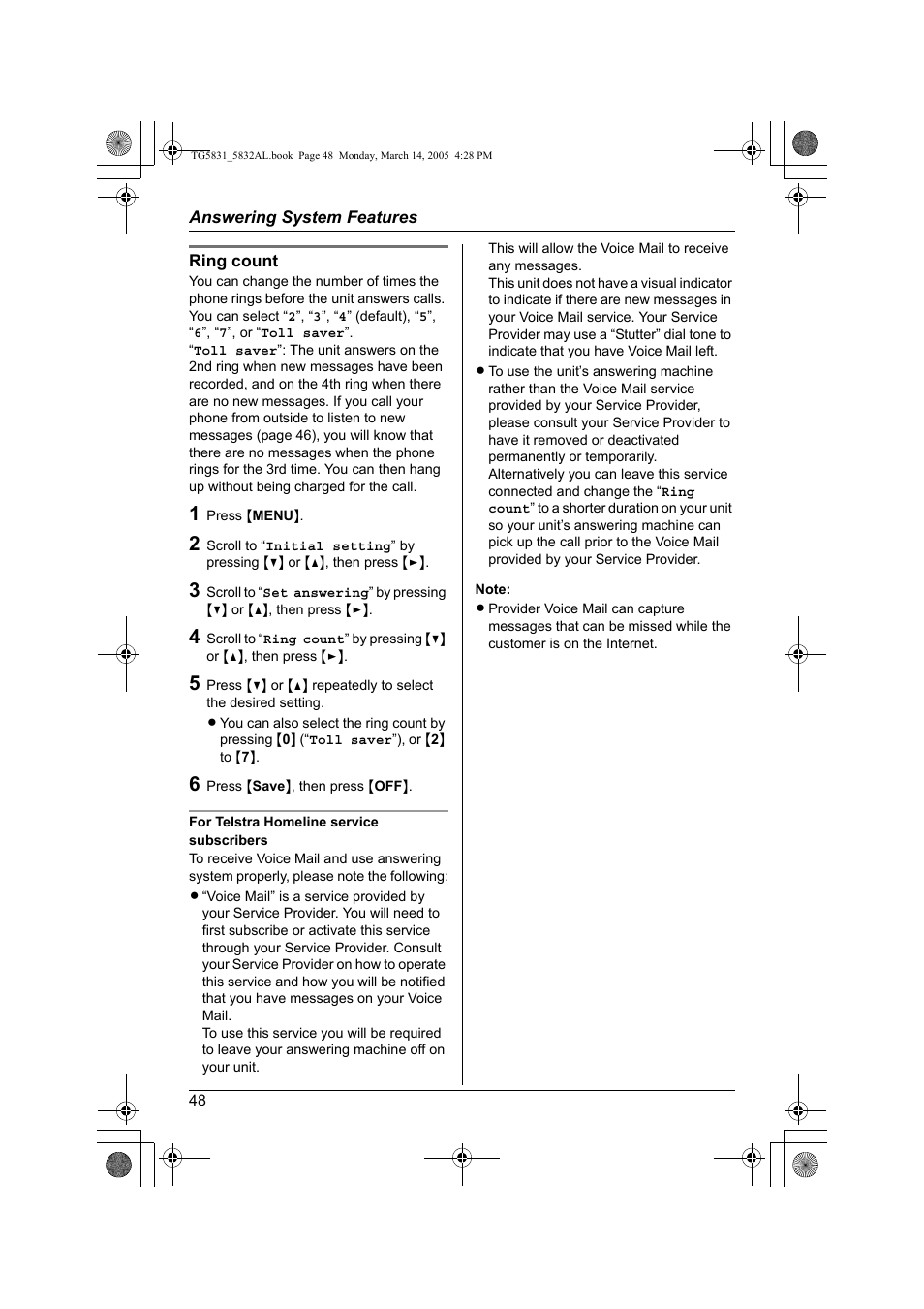 Panasonic KX-TG5832AL User Manual | Page 48 / 68