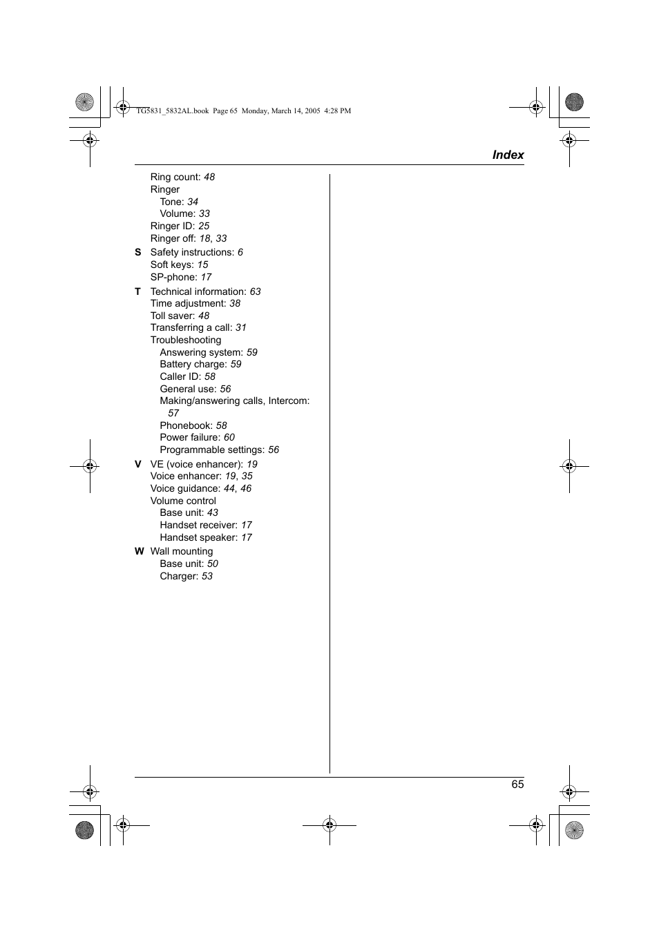 Panasonic KX-TG5832AL User Manual | Page 65 / 68