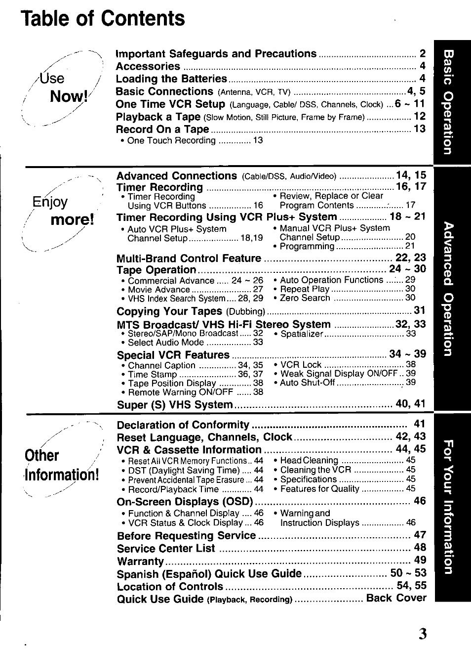 Panasonic OMNIVISION PV-S9670 User Manual | Page 3 / 56