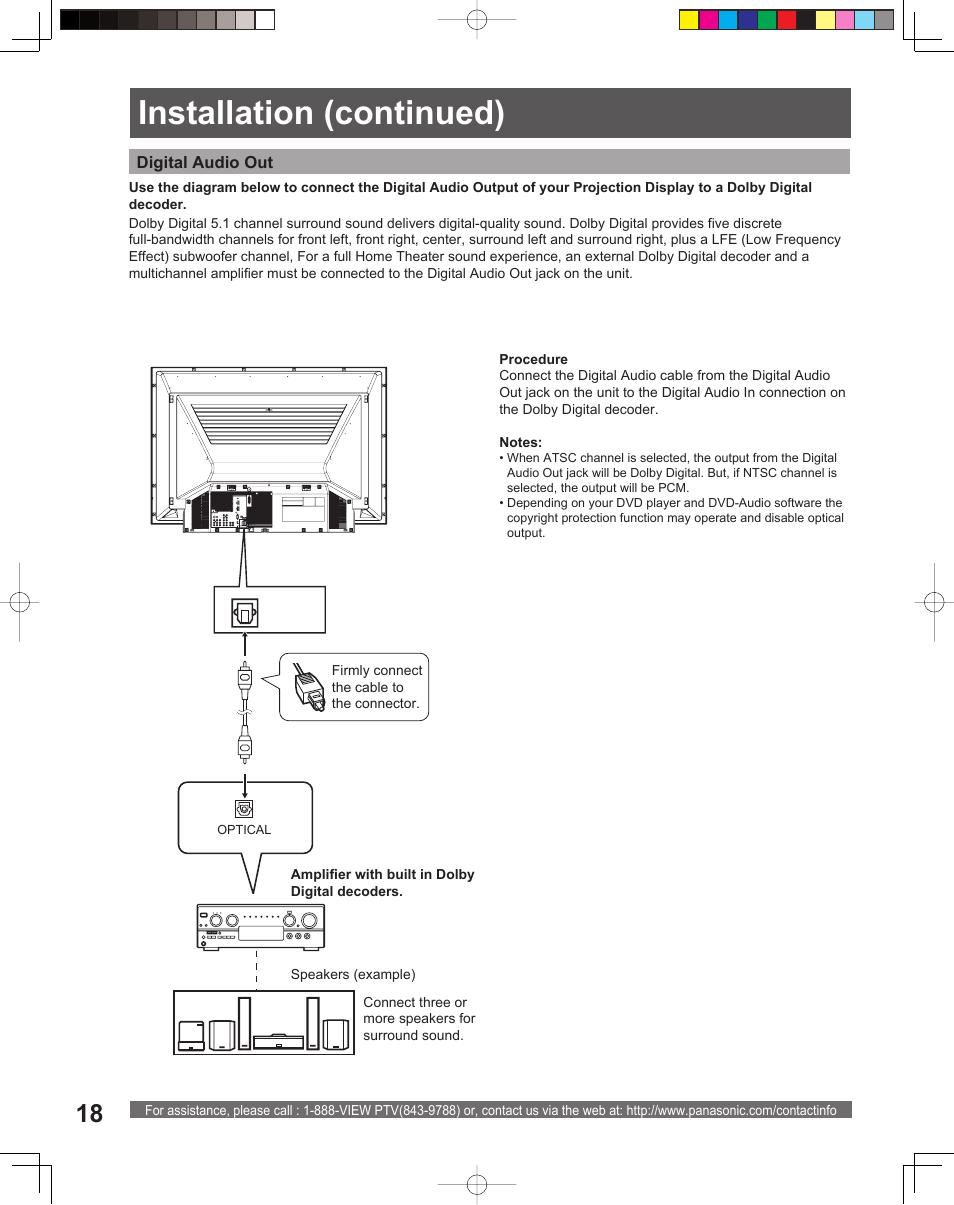 Installation (continued) | Panasonic PT-56LCX16 User Manual | Page 18 / 80