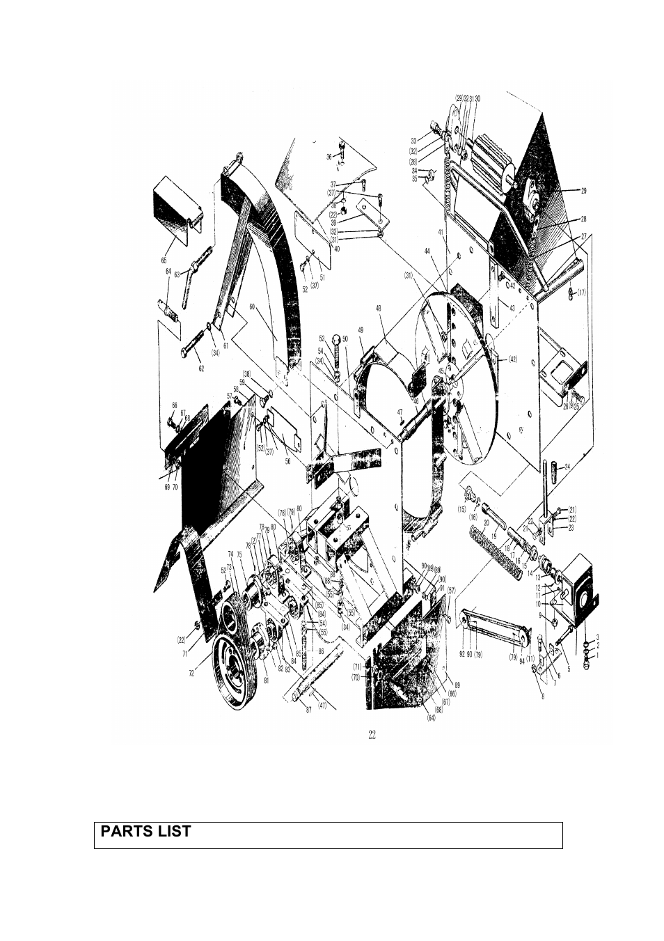 Parts list | Panasonic PTO 540 RPM User Manual | Page 10 / 12