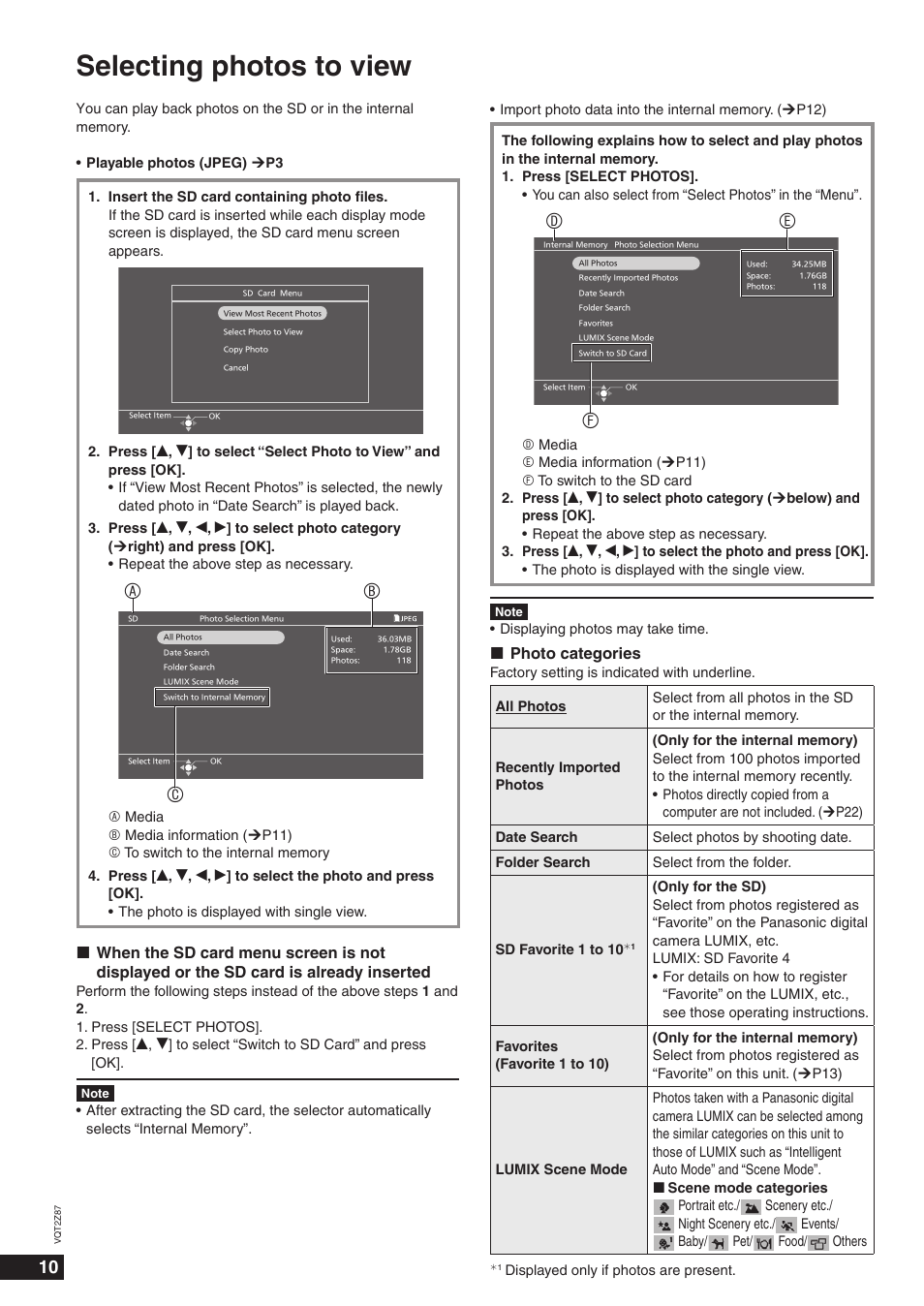 Selecting photos to view | Panasonic MW-20 User Manual | Page 10 / 28