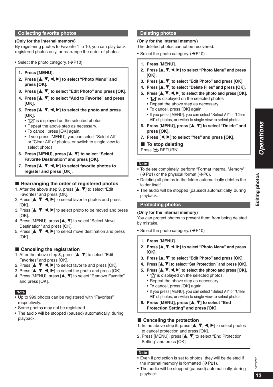 Operations | Panasonic MW-20 User Manual | Page 13 / 28