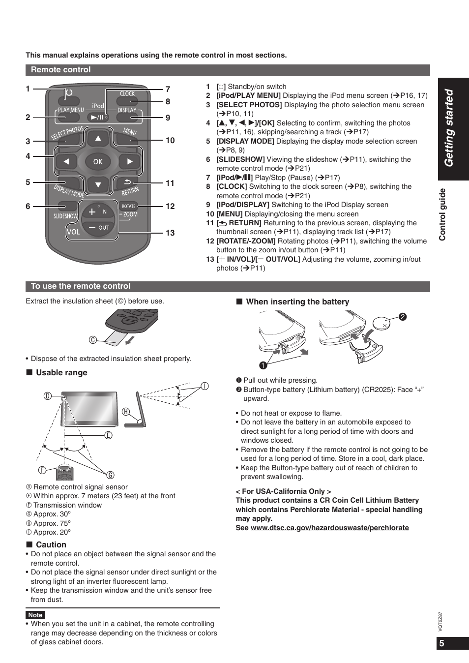 Getting star ted | Panasonic MW-20 User Manual | Page 5 / 28