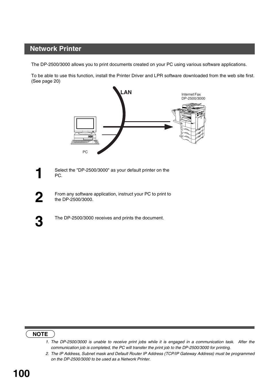 Network printer | Panasonic 3000 User Manual | Page 100 / 138