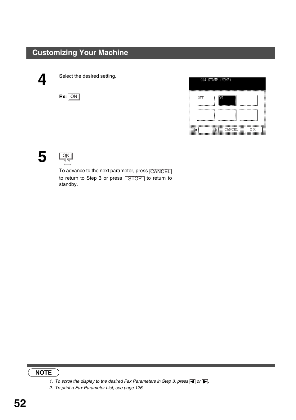 Programming your machine, Customizing your machine | Panasonic 3000 User Manual | Page 52 / 138