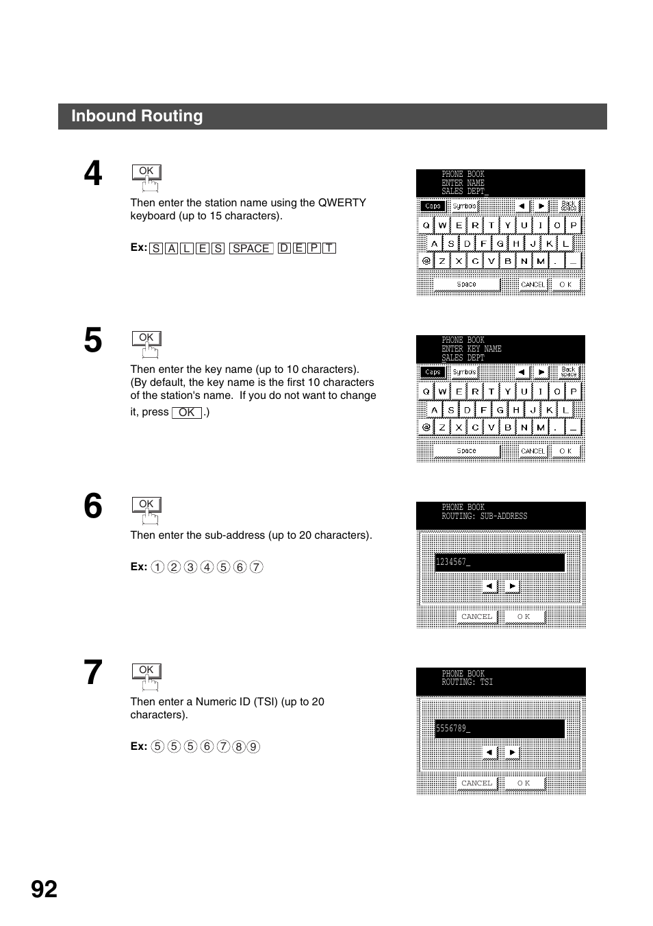 Advanced features, Inbound routing | Panasonic 3000 User Manual | Page 92 / 138