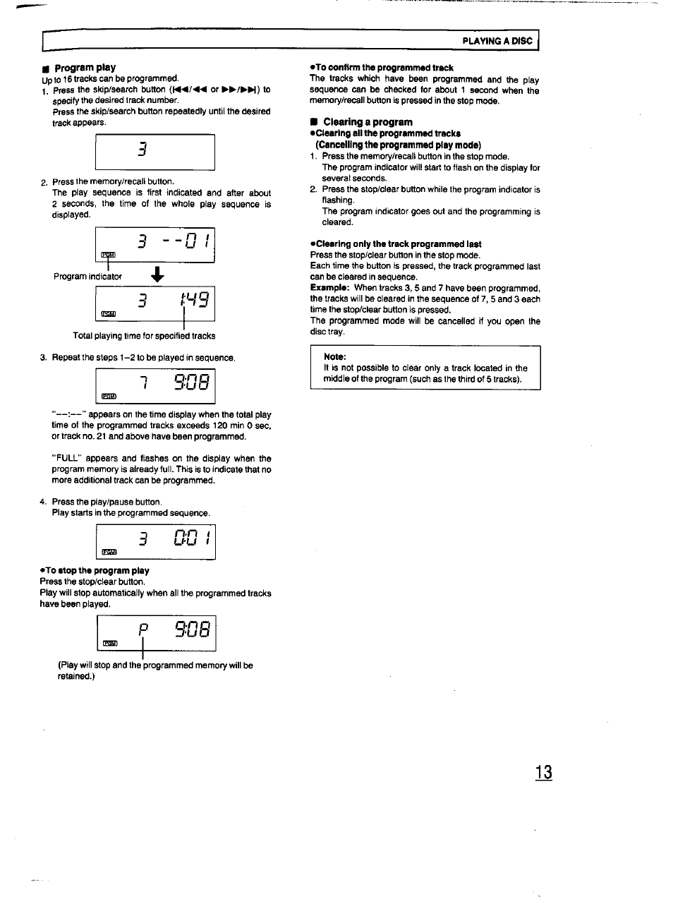 Program play, Note, Pjub | Panasonic RX-DT670 User Manual | Page 13 / 24