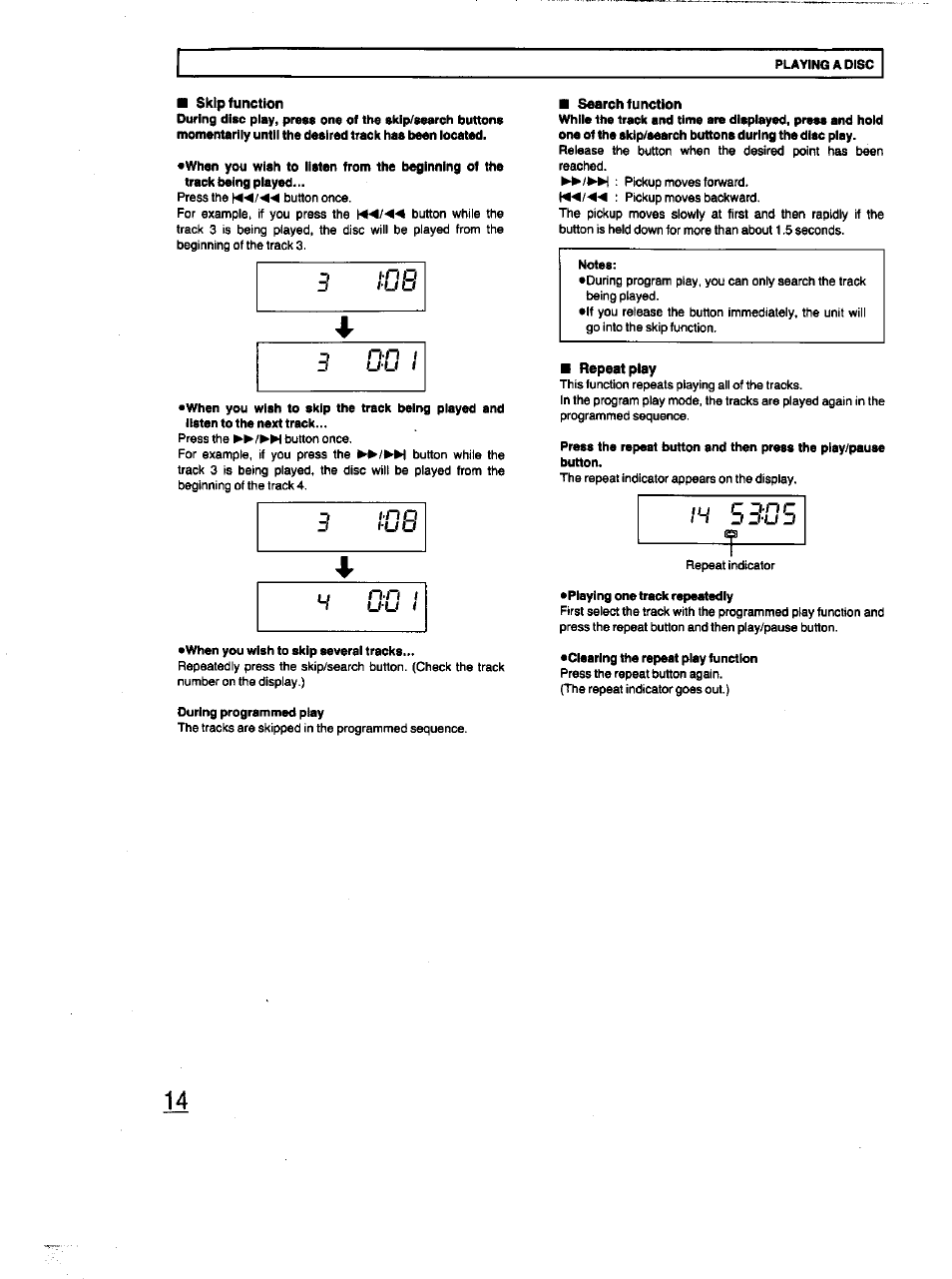 Skip function, M search function, Repeat play | Panasonic RX-DT670 User Manual | Page 14 / 24